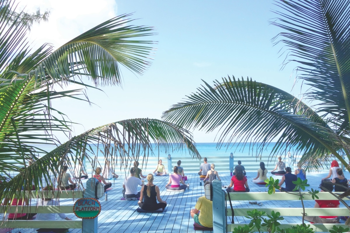 Sivananda Ashram Yoga Retreat Bahamas Yoga Class Beach Platform Sivananda Bahamas