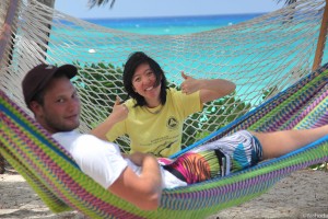Guests enjoy time in the ocean-side hammock | sivanandabahamas.org